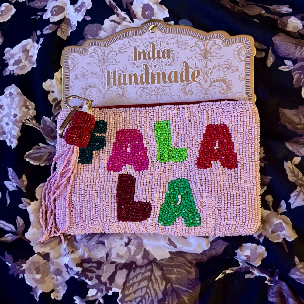 FA LA LA beaded pouch NWT